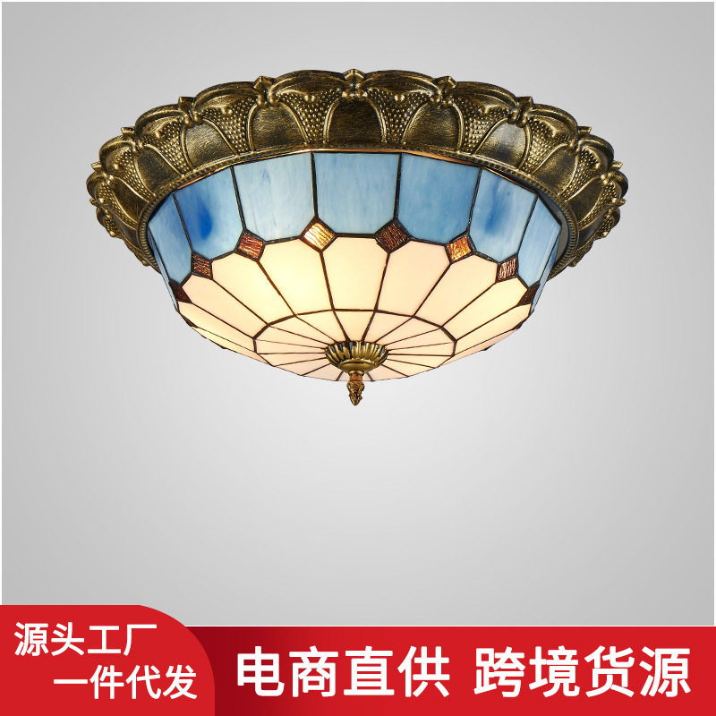 地中海风格led吸顶灯蒂凡尼田园温馨卧室房间灯客厅餐厅灯阳台灯