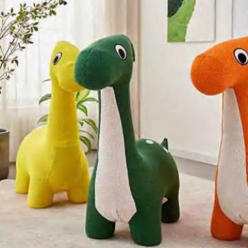 创意儿童萌宠坐凳儿童针织布恐龙威龙动物凳商场客厅售楼处摆件