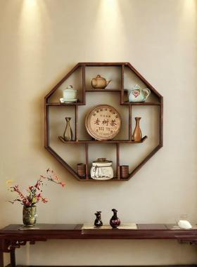 新架中式W6598挂墙博古挂实木墙上八角架置物架客厅简易壁式收纳