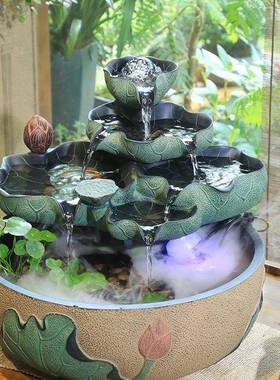 创意喷泉加水ZMW摆件流风水球水景湿器中风水轮式客厅桌面小鱼缸