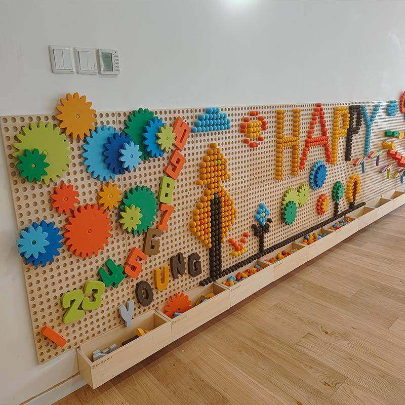 插幼园走廊墙面VEA儿41098积木墙早教蘑菇钉插珠轨道益智玩具洞洞,玩具/童车/益智/积木/模型,科学实验,淘宝优惠券,粉丝福利购,淘宝优惠卷