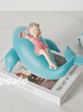 鲸卡通可爱树脂门童口儿电视柜摆设样板008间橱鱼窗摆房件工艺品