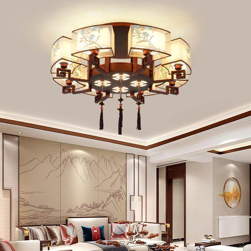 新中式厅灯复古风圆形客LED顶吸232灯主卧室灯别墅样板间餐厅灯具,家装灯饰光源,客厅吸顶灯,淘宝优惠券,粉丝福利购,淘宝优惠卷