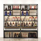 红斜酒柜展示架轻奢铁艺酒架子酒柜酒架CH 落子落地示架红展酒红