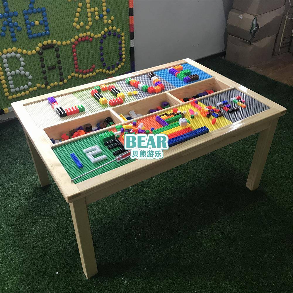 儿童拼搭木桌方大小块颗木粒兼容益智玩具67401桌幼儿园积实学习