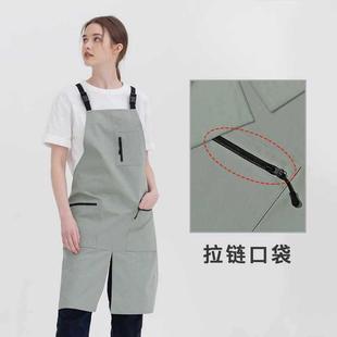 饮F9675TJJ围裙女家用厨房2印025新防水防油做饭定制字餐夏季 薄款