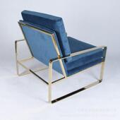 代简约单现人沙发轻奢锈钢扶手休闲椅不客卧厅TY 6003室天鹅绒洽