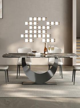 WWB微晶石餐桌式意餐轻高端现代简约奢奢石家用别墅天然石桌