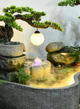 流水景观循环水阳台养鱼F965T997摆件山鱼缸造景室内假鱼池办公水