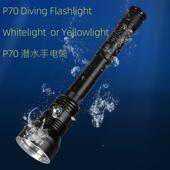 新款 潜水灯水下强白光100米XHP70光大功率32节潜6650充电水P3手电