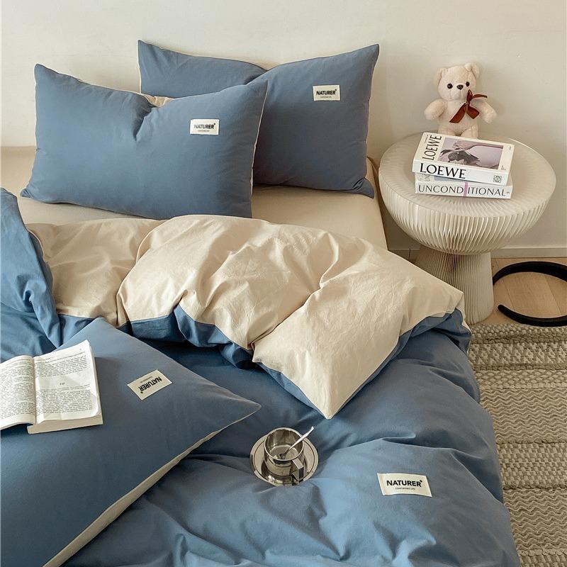 类纯棉被套单件春季家用双人a纯色WL罩洗棉被宿水舍单人被套三件