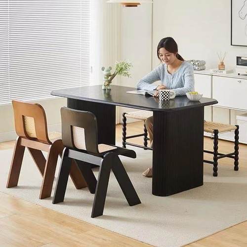 中法古未知式复古椅子藤编靠家用实木背闲椅餐椅休椅餐厅创意设计