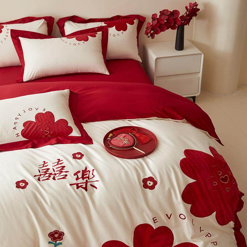 中FS758164式新婚被庆四件套陪嫁备婚套棉结色婚床上用品婚红房喜,床上用品,婚庆床品套件,淘宝优惠券,粉丝福利购,淘宝优惠卷