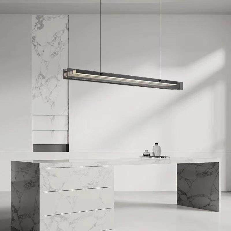 意92式极简轻奢全光一谱字璃餐厅吧灯现代玻设计师岛台台吊灯蜡烛