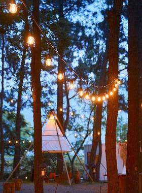 太阳能天露营灯S跨境灯14球泡串户外圣诞节幕灯节HUM日装饰灯