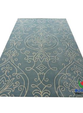 新西兰进口式羊毛蓝色279复古欧田园别墅茶几客地毯书房卧室床前