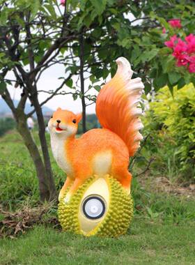 卡通件纤松鼠户外太阳能花园动物摆玻璃tb-62299维雕塑园灯林景观