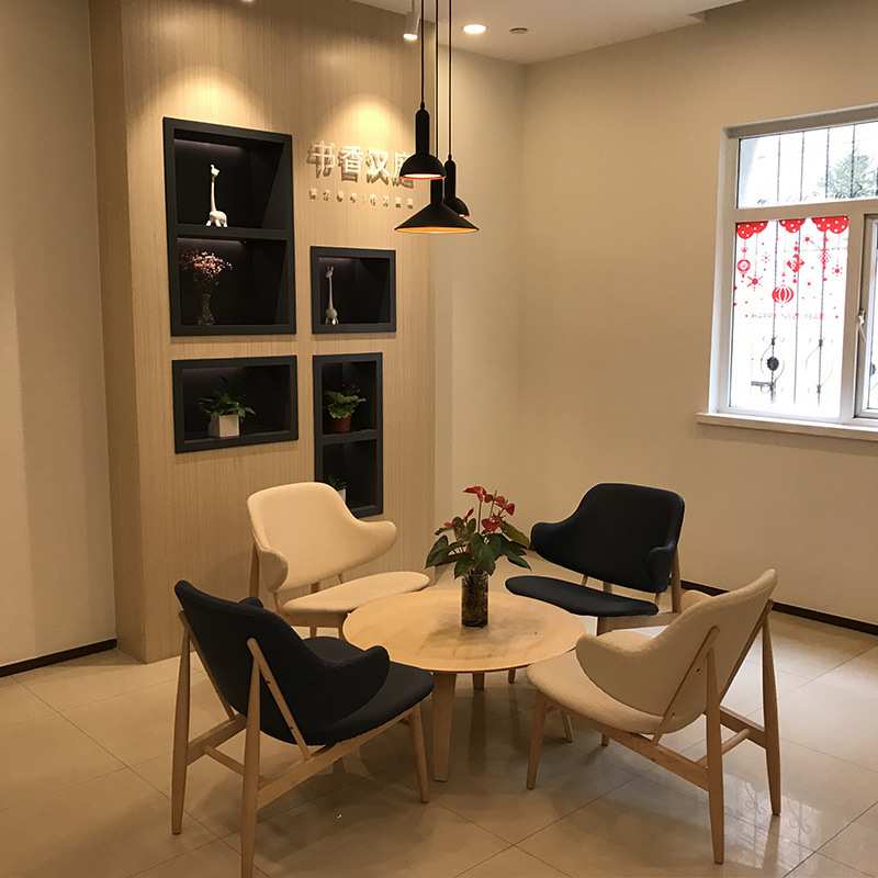 汉庭酒店大堂休闲实木沙发椅大王椅子现代简约茶几小桌子