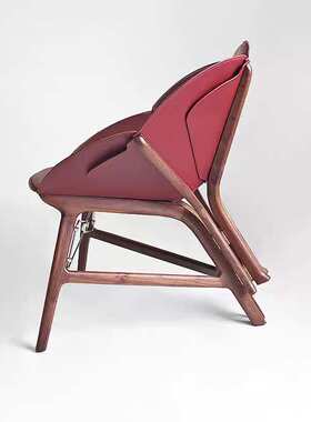 花瓣马鞍皮实木椅现代创意设计沙发椅休息休闲室concertina chair