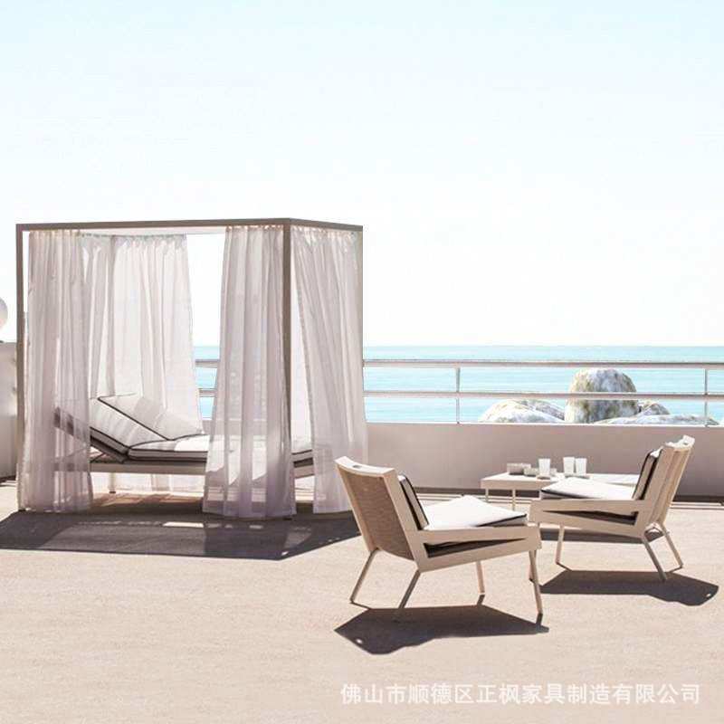 北欧 户外沙发藤编家具 阳光房设计休闲藤编绳编单人双人组合沙发