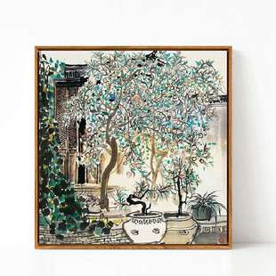 吴冠中江南风景壁画新中式装饰画中国风酒店房间卧室床头餐厅挂画