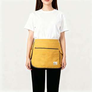 跨境围裙多口袋半身围兜园艺花房发型师木工短款围裙工具收纳围腰