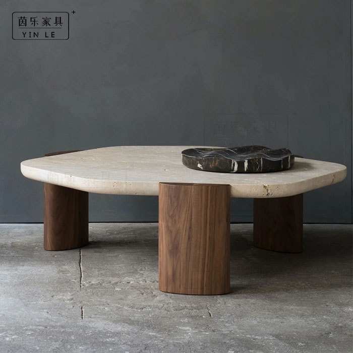 现代轻奢茶几小户型异形茶几北欧实木大理石茶几设计师款茶几客厅