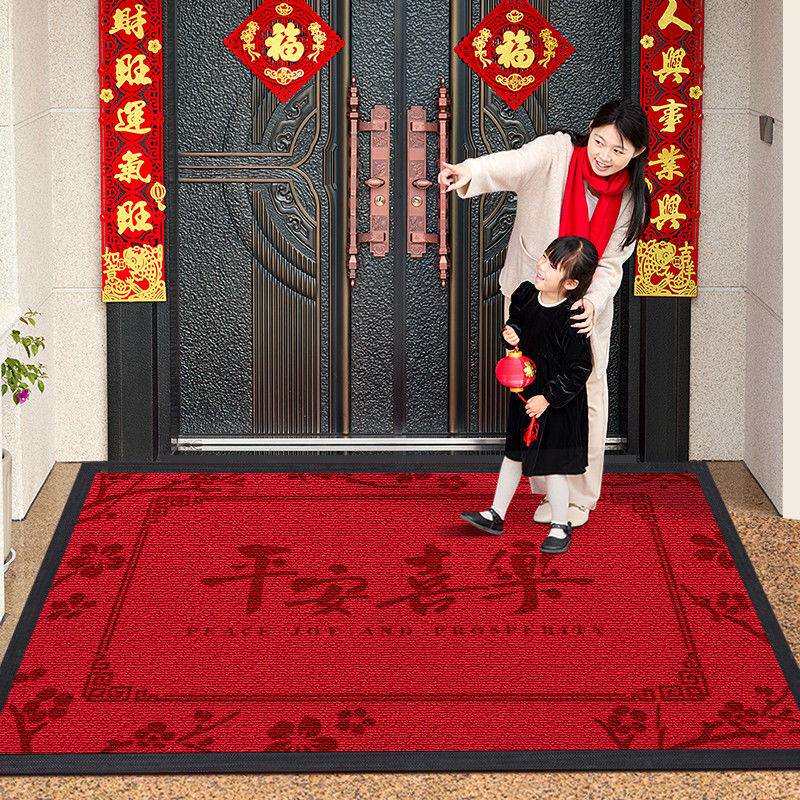 高端轻奢红色地垫入户门垫大门耐脏加厚户外防滑垫子家用进门地垫