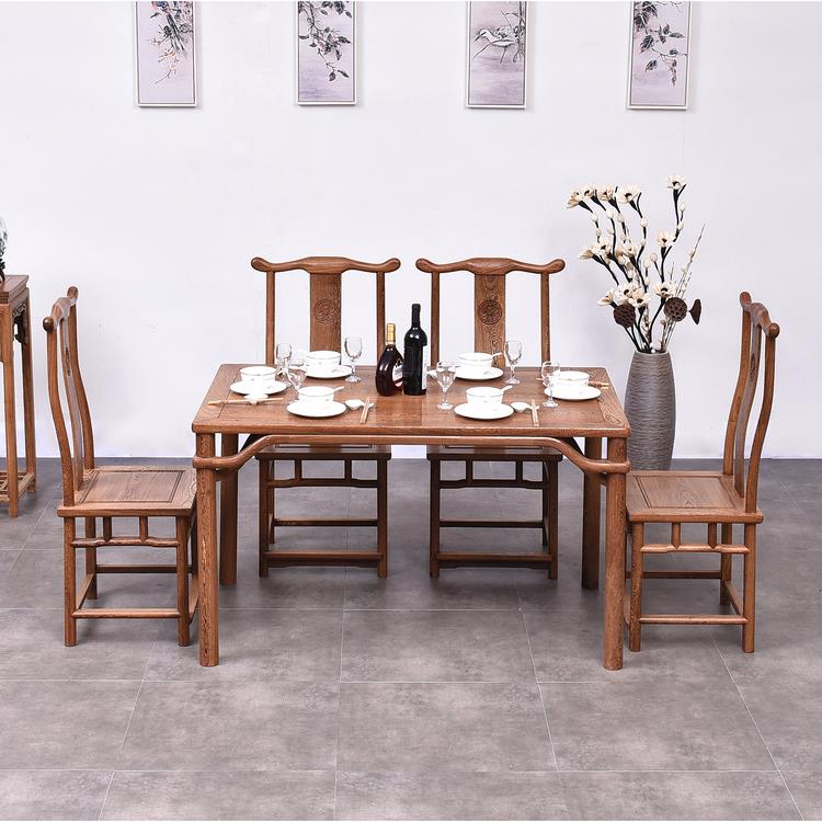 餐桌椅组合长方形中式实木餐厅桌子鸡翅木家用6人吃饭桌