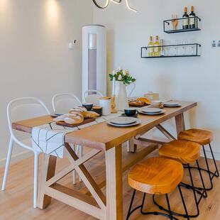 北欧全实木餐桌家用小户型长方形客厅白蜡木咖啡桌大书桌原木桌子