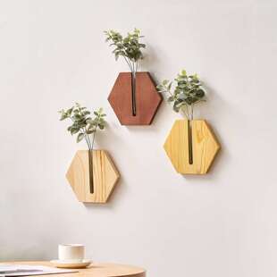 木制农舍植物墙家居装饰墙挂花瓶 卧室客厅浴室室内植物挂墙花盆