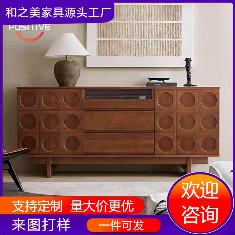 中古复古餐边柜实木客厅靠墙家用收纳储物柜置物茶水柜简约小户型