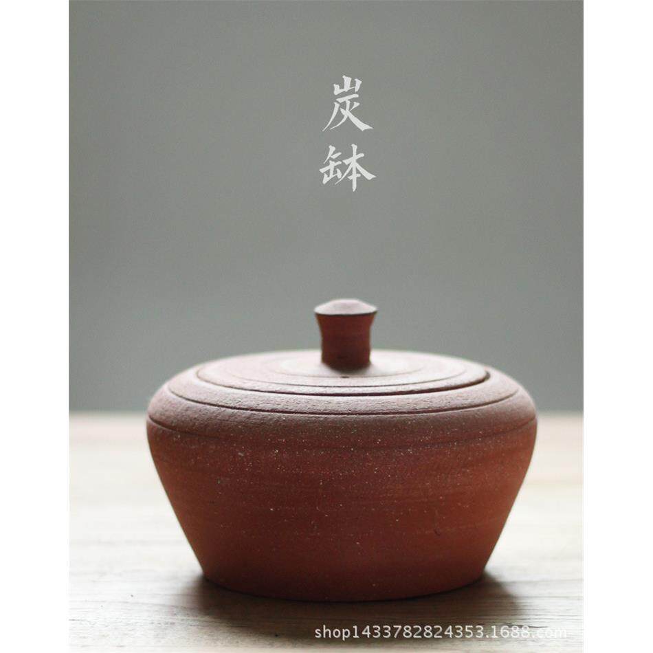 手工粗陶罐子茶具配件龙眼木炭乌榄炭橄榄碳钵红泥炭炉茶炉