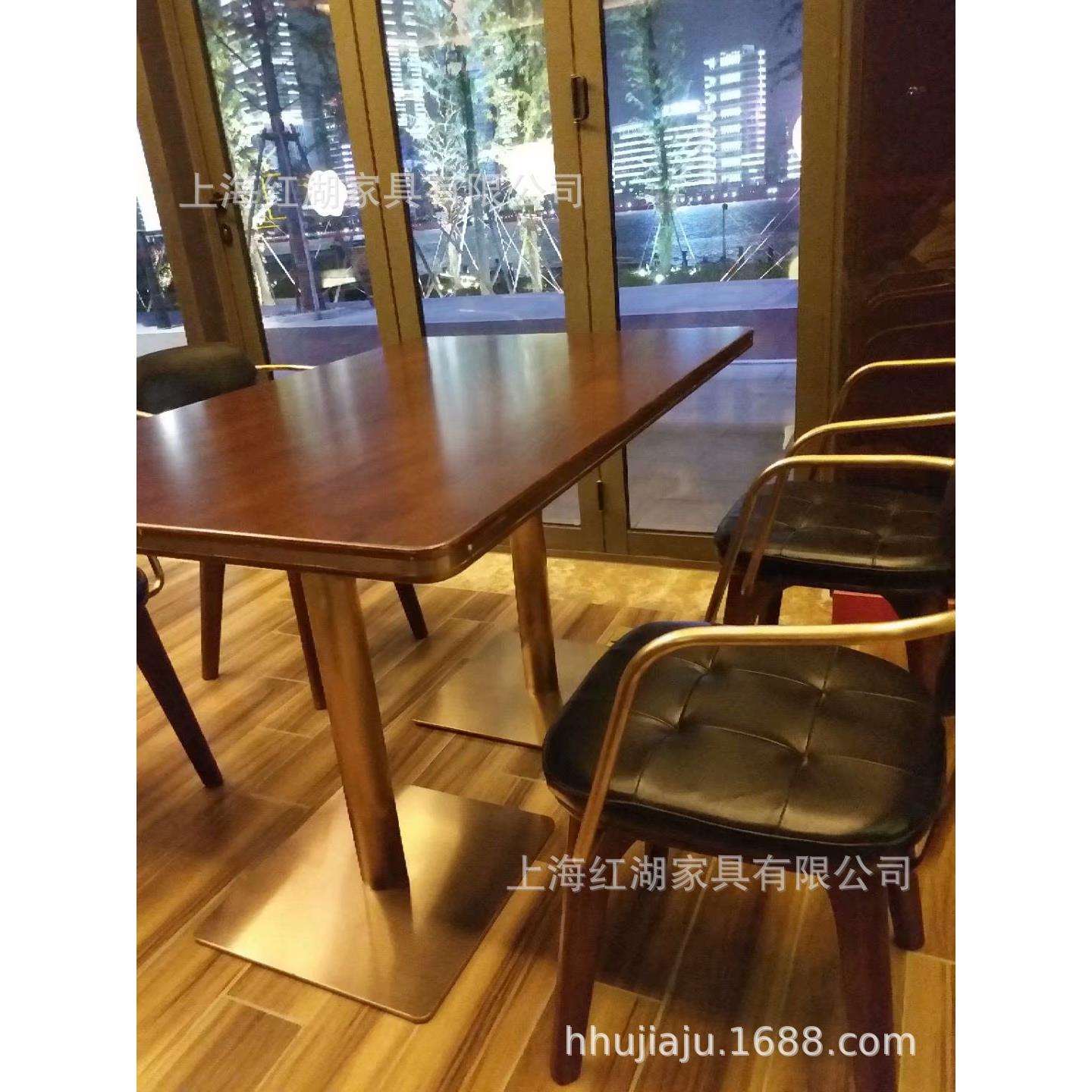 餐椅美式乡村工业风复古不锈钢铁艺实木金属靠背扶手酒吧餐厅椅子