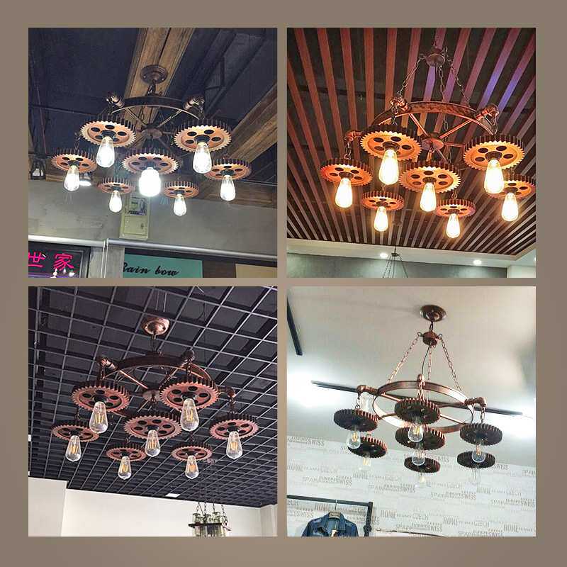 loft复古工业风吊灯创意个性酒吧美发店铺怀旧齿轮铁艺术灯具灯饰