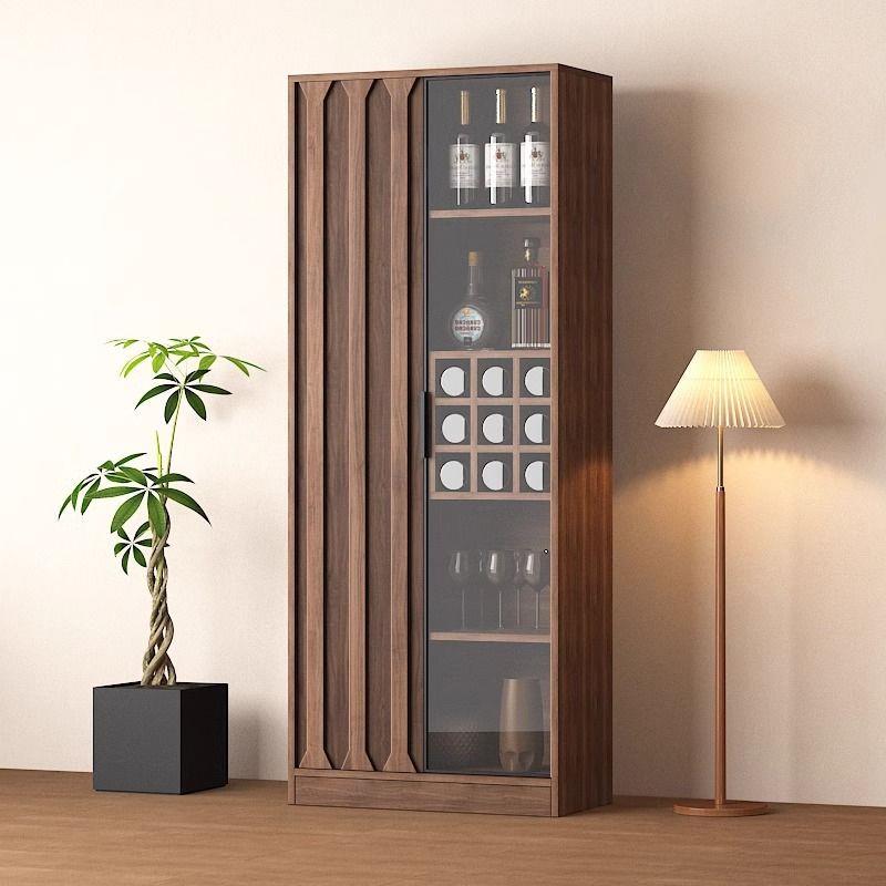 2024新款酒柜客厅实木靠墙展示柜家用复古新中式玻璃门收纳储物柜