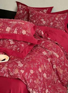 日常也能用~大红色结婚四件套纯棉双层纱全棉新婚喜庆新中式床品