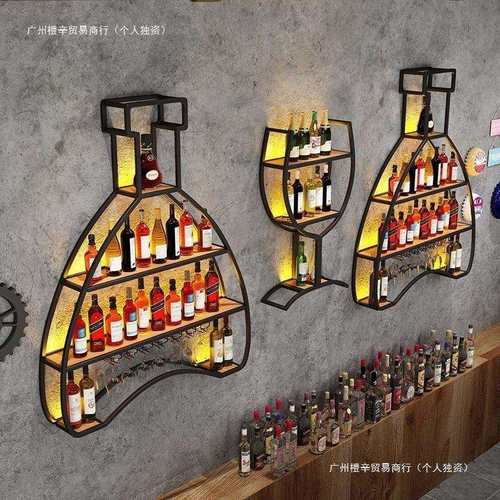 酒吧吧台酒柜挂墙创意工业风现代墙面置物架挂墙壁挂式红酒架