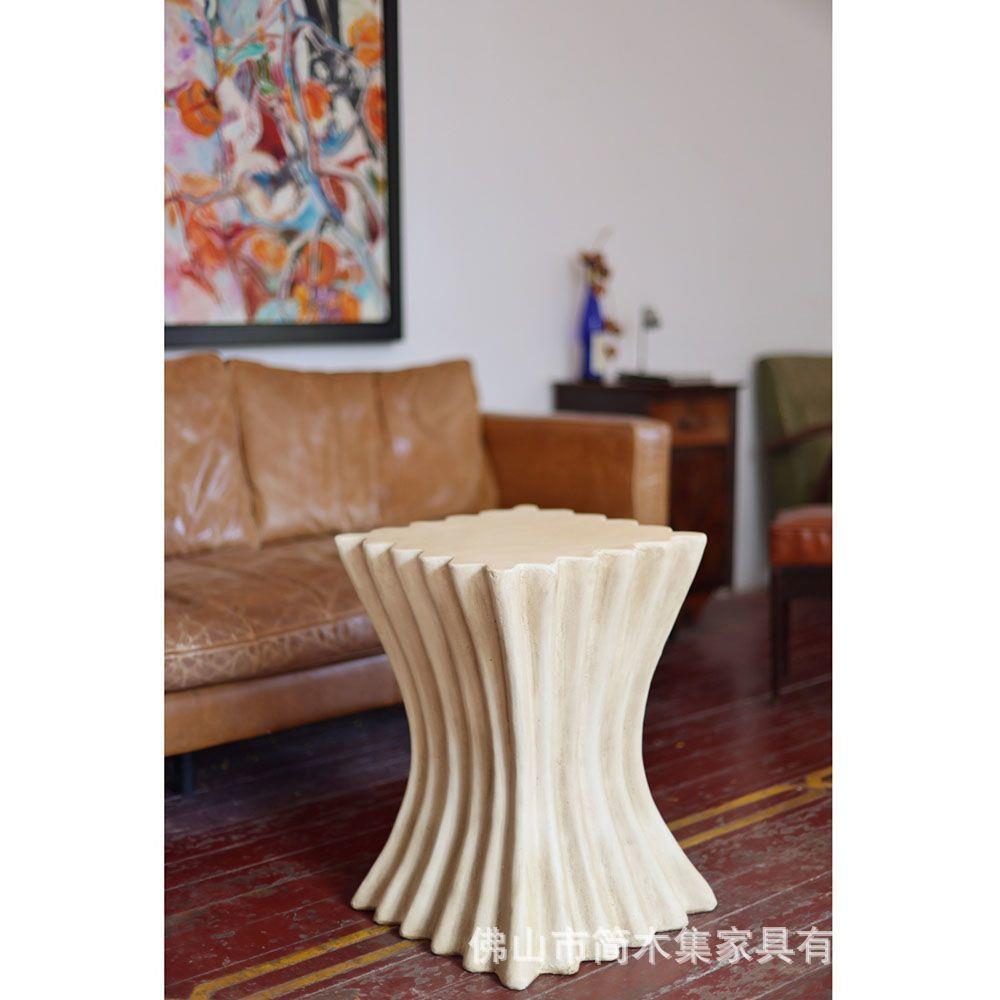 沙发边几民宿家用客厅艺术休闲罗马柱边桌茶几做旧方形复古咖啡馆