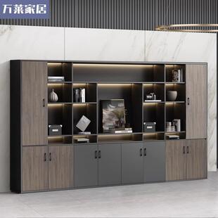 老板桌文件柜资料柜带锁柜子背景储物办公室木质现代办公档案书柜