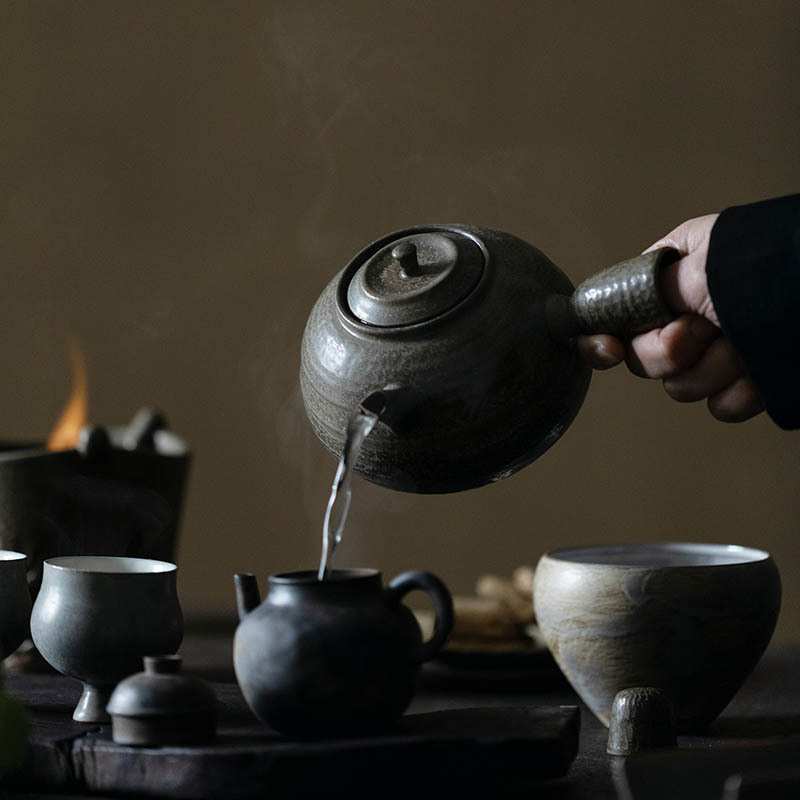 梵汝 全手工陶壶简约日式侧把壶电陶炉烧水壶煮茶壶家用茶道配件