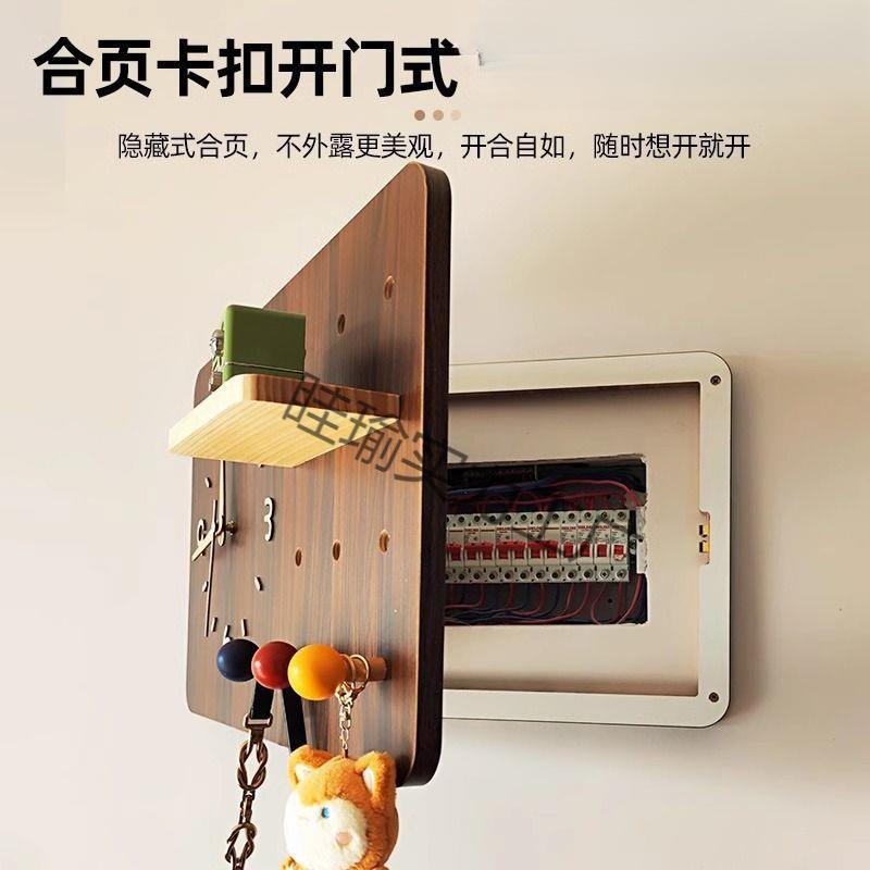 电表箱装饰画带钟表2025新款中古风免打孔弱电闸盒遮挡洞洞板时钟图片