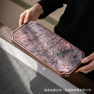 一品造物胡桃木茶托盘干泡盘小茶台新中式长方形茶席桌旗小泡茶盘