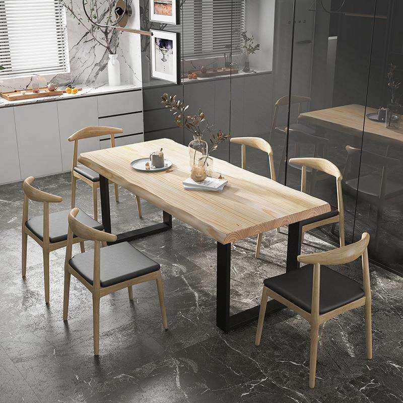 北欧实木餐桌椅组合家用小户型长方形饭桌餐厅火锅店原木家具餐桌,3C数码配件,USB灯,淘宝优惠券,粉丝福利购,淘宝优惠卷