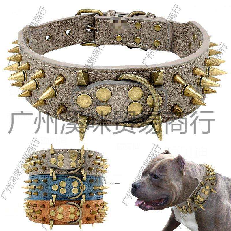 中大型犬狗狗猛犬项圈铆钉卡斯罗恶霸犬防咬脖圈杜高马犬狼狗脖套