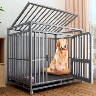带狗窝室内狗笼子方管厕所笼子加粗铁笼子宠物全大型犬中狗笼