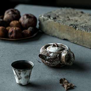 手绘孤品甜甜圈纯手工南蛮烧侧把急须裸烧赤贫朱泥小容量单个茶壶