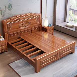 金花梨木实木大床家用主卧床中式1.8米双人床雕花明清仿古床1.5米