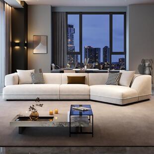雪尼尔棉麻布艺沙发组合客厅意式极简奶油风现代简约异形转角沙发