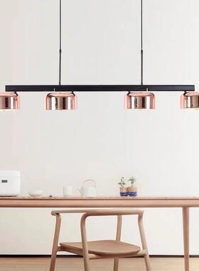 后现代创意led旋转长条玫瑰金吊灯酒店吧台餐厅书房客厅办公灯具